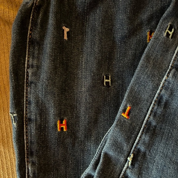 Tommy Hilfiger Embroidered Multi-color Sig. TH Boyfriend Copain Jeans Sz 0 - Picture 2 of 12